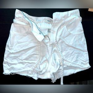Forever 21 White Paperbag Jean Shorts